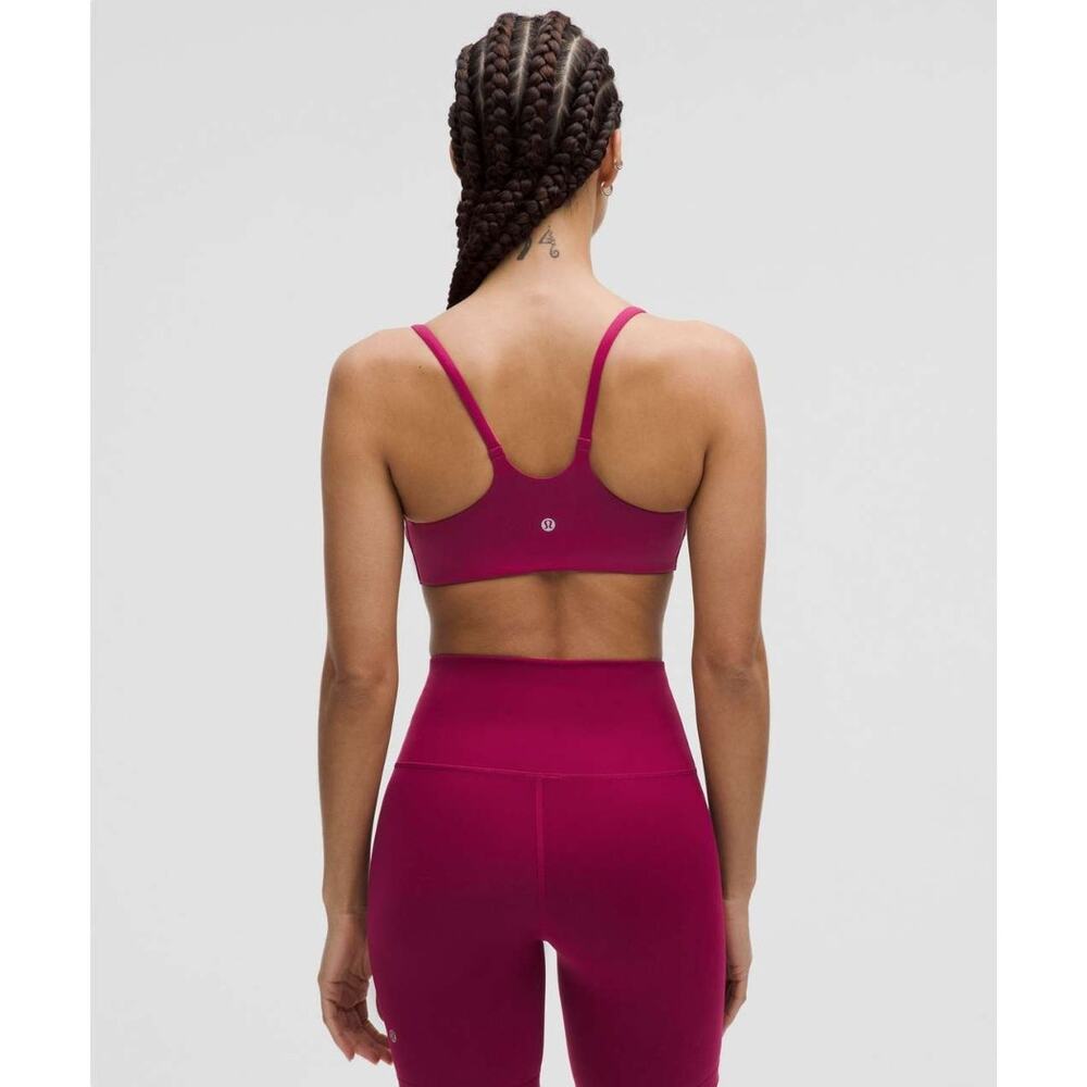 NWT Lululemon Wunder Train Strappy Racer Bra Magenta Smocked Yoga Gym Size 2 - Picture 3 of 4